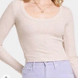 Universal Thread size XXL Ribbed Long Sleeved Scooped Neck Top
